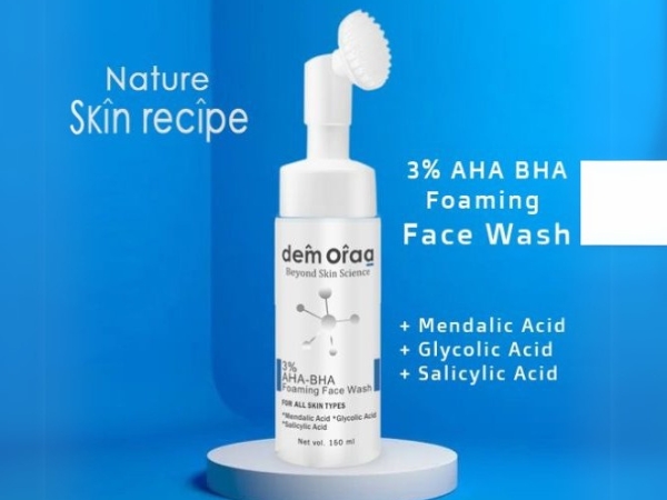 Nature Skin Recipe 3% AHA-BHA Foaming Face Wash With Brush – Deep Exfoliation and Acne Control for Radiant Skin