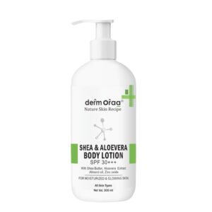 Nature Skin Recipe Shea & Aloevera Body Lotion With SPF 30+++ | With Shea Butter, Aloevera Extract, Almond Oil | For Moisturized & Glowing Skin Also Protect From Harmful UV Radiation | 300 ml